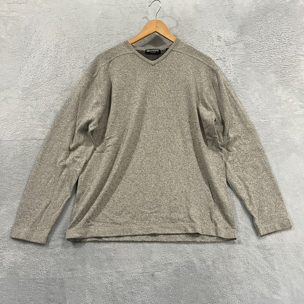 Vintage Brandini Le Collezioni Sweater‎ Mens Large Tall V Neck Gray Pullover 90s